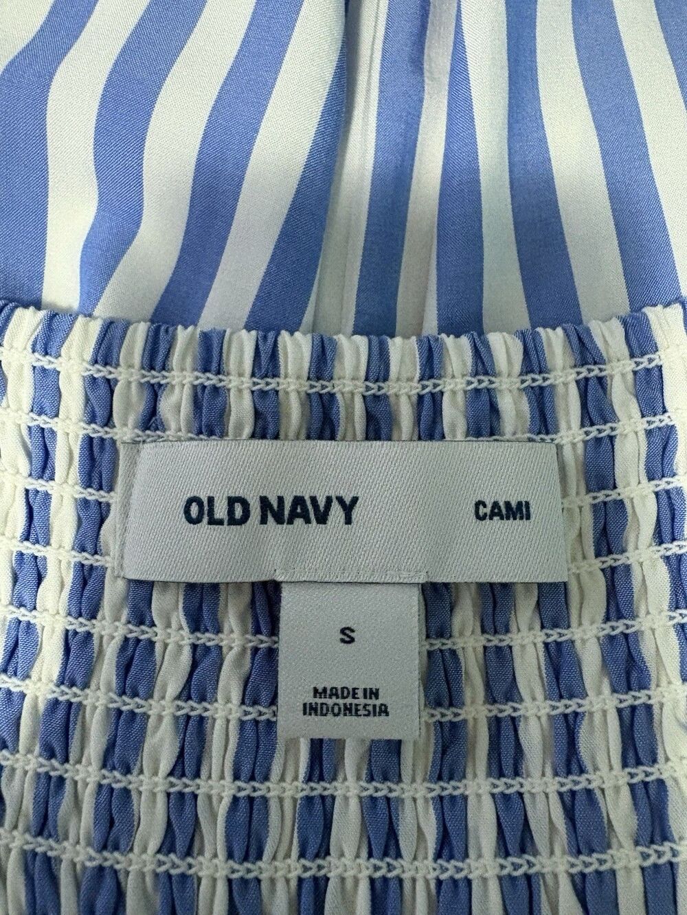 Old Navy Blue and White Striped Cami Fit and Flare Dress Smocked Size S - Picture 8 of 10